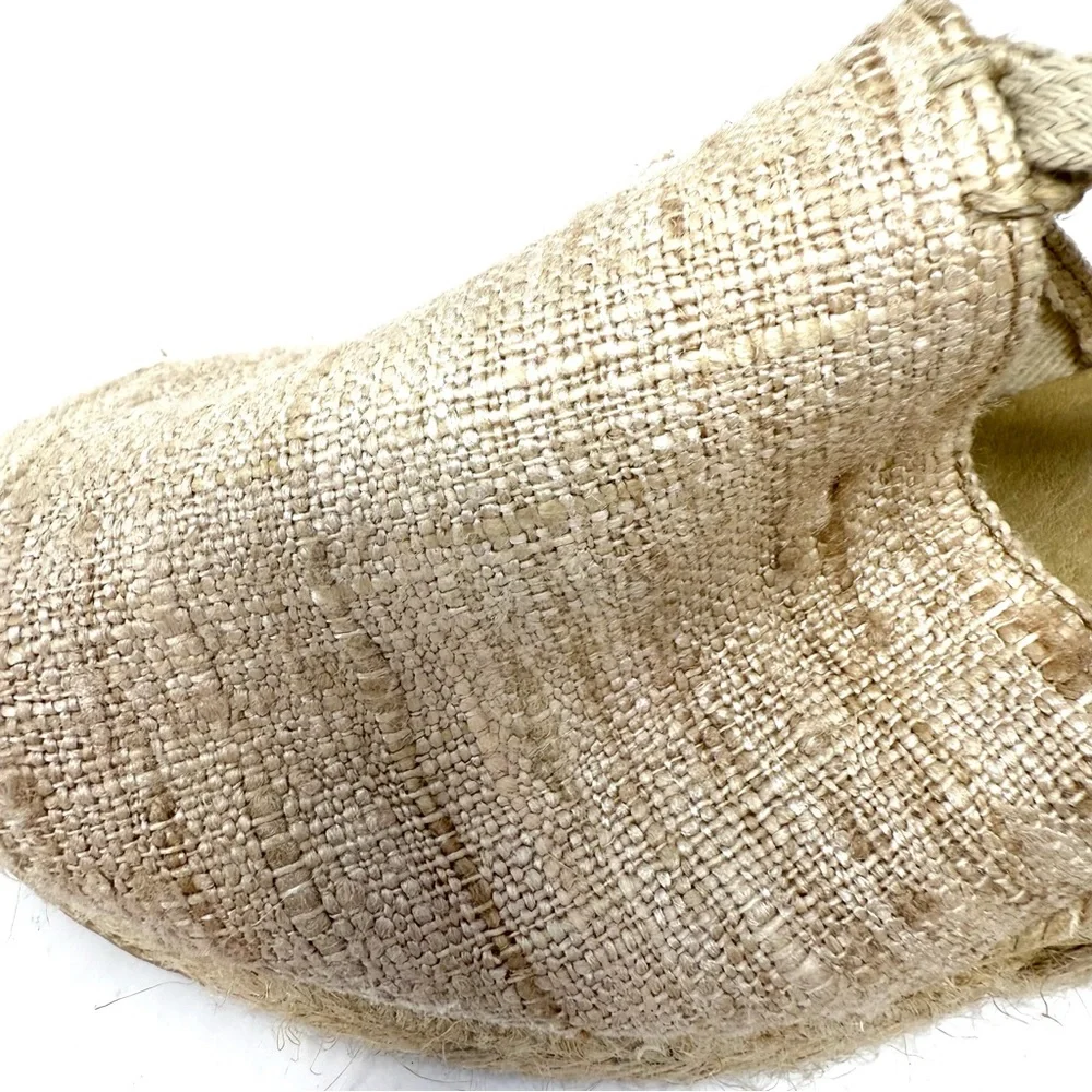 Andre Assous Lennon Espadrille Wedge Sandals 9.5 Woven Luxury Boho Beige Tie‎